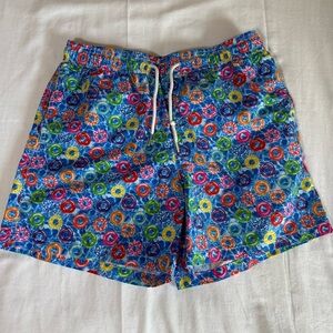 Jared Lang Mens Size Medium Lined Swim Trunks Beach Blue Doughnut Float Vacation